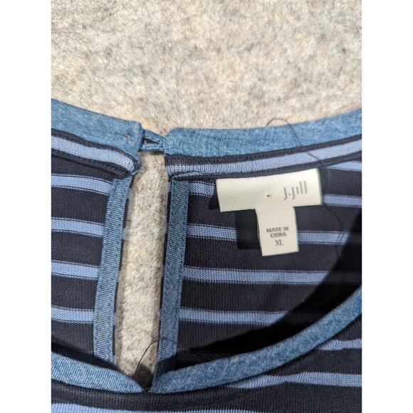 J Jill Blue Striped Casual Tshirt Dress XL Cotton Denim - Picture 3 of 8